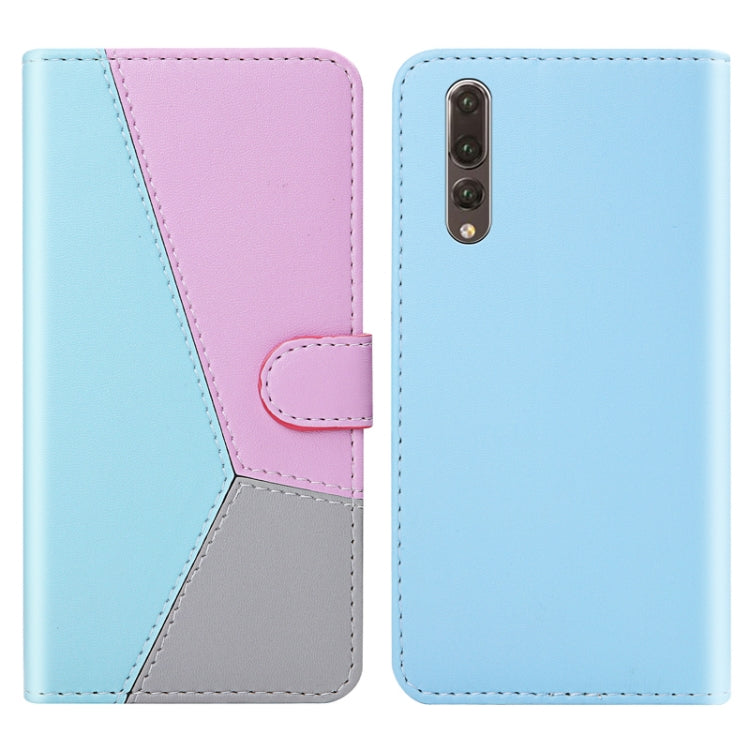 For Huawei P20 Pro Tricolor Stitching Horizontal Flip TPU + PU Leather Case with Holder & Card Slots & Wallet