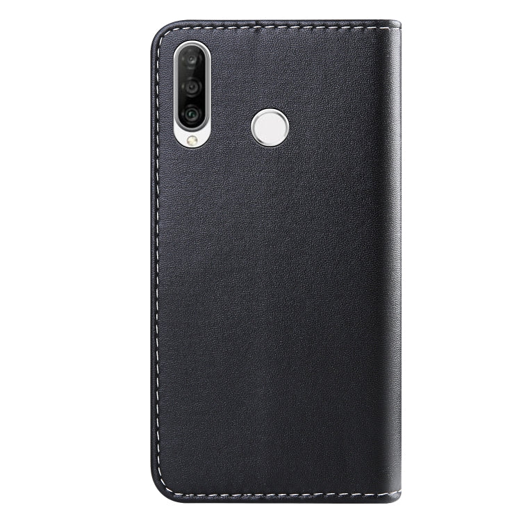 For Huawei P30 Lite Tricolor Stitching Horizontal Flip TPU + PU Leather Case with Holder & Card Slots & Wallet