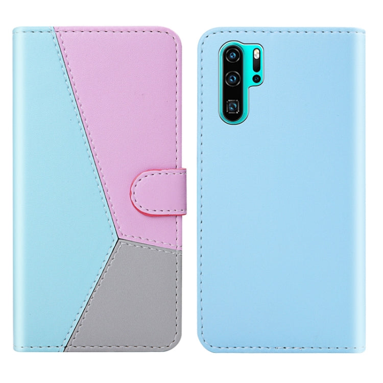 For Huawei P30 Pro Tricolor Stitching Horizontal Flip TPU + PU Leather Case with Holder & Card Slots & Wallet