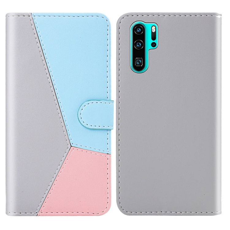 For Huawei P30 Pro Tricolor Stitching Horizontal Flip TPU + PU Leather Case with Holder & Card Slots & Wallet