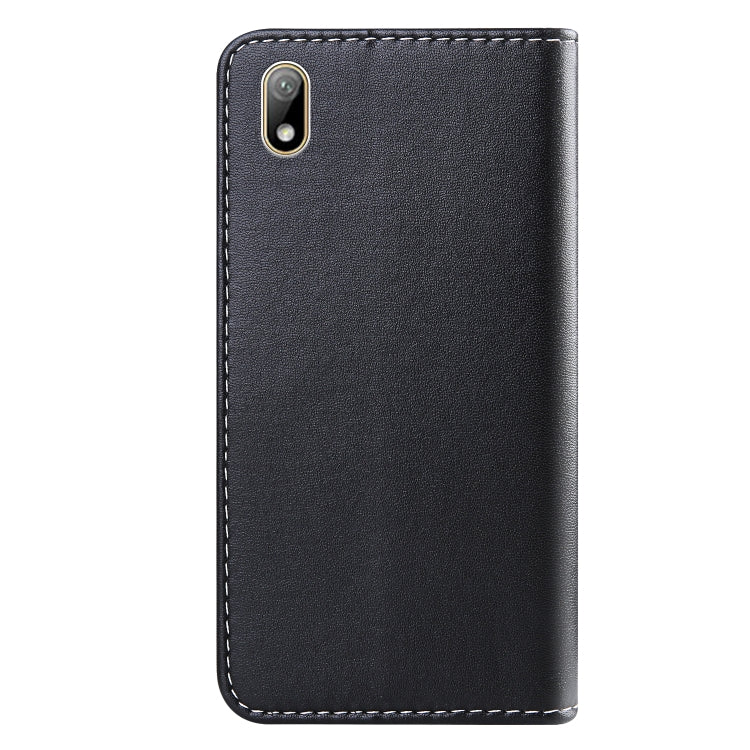 For Huawei Y5 (2019) Tricolor Stitching Horizontal Flip TPU + PU Leather Case with Holder & Card Slots & Wallet