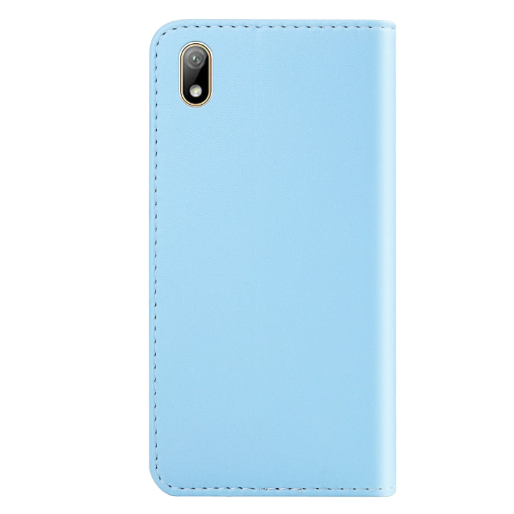 For Huawei Y5 (2019) Tricolor Stitching Horizontal Flip TPU + PU Leather Case with Holder & Card Slots & Wallet