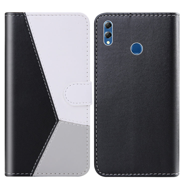 For Huawei Honor 8X Tricolor Stitching Horizontal Flip TPU + PU Leather Case with Holder & Card Slots & Wallet