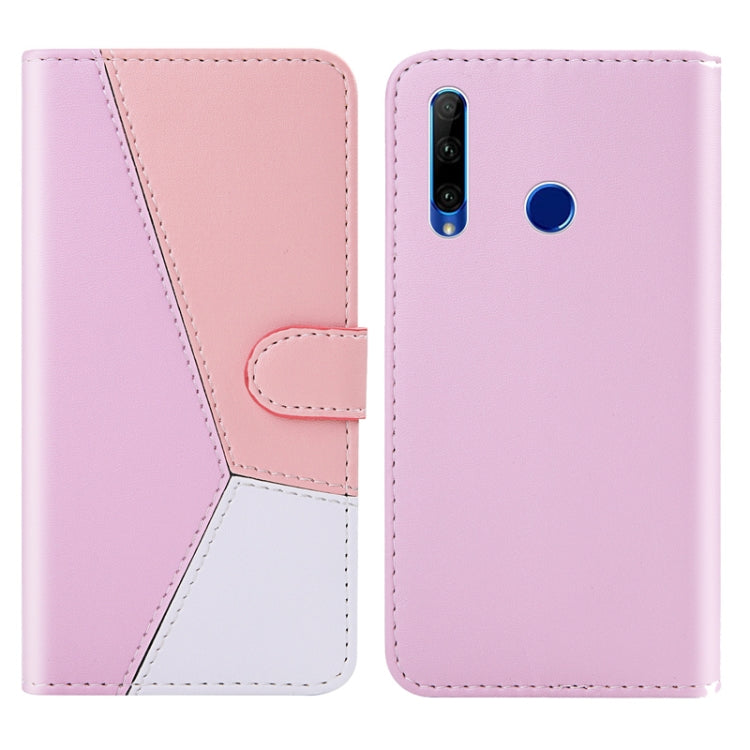For Huawei Honor 10 Lite Tricolor Stitching Horizontal Flip TPU + PU Leather Case with Holder & Card Slots & Wallet