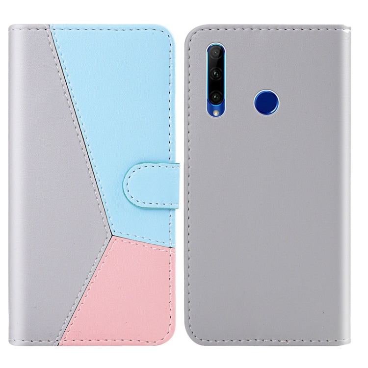 For Huawei Honor 10 Lite Tricolor Stitching Horizontal Flip TPU + PU Leather Case with Holder & Card Slots & Wallet