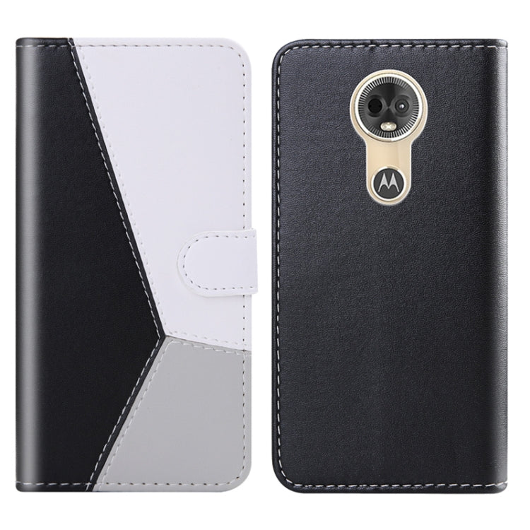 For Motorola Moto E5 Tricolor Stitching Horizontal Flip TPU + PU Leather Case with Holder & Card Slots & Wallet