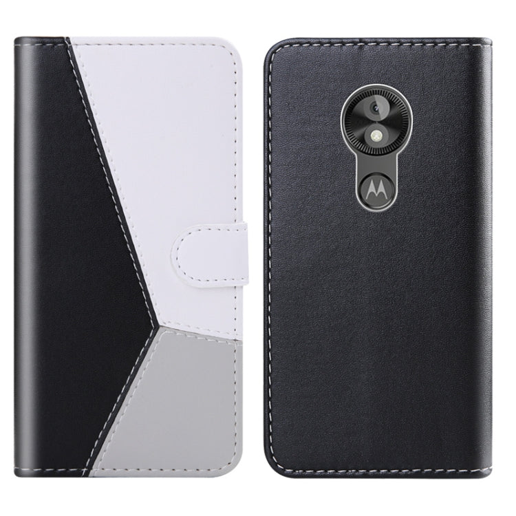 For Motorola Moto E5 Play Go Tricolor Stitching Horizontal Flip TPU + PU Leather Case with Holder & Card Slots & Wallet