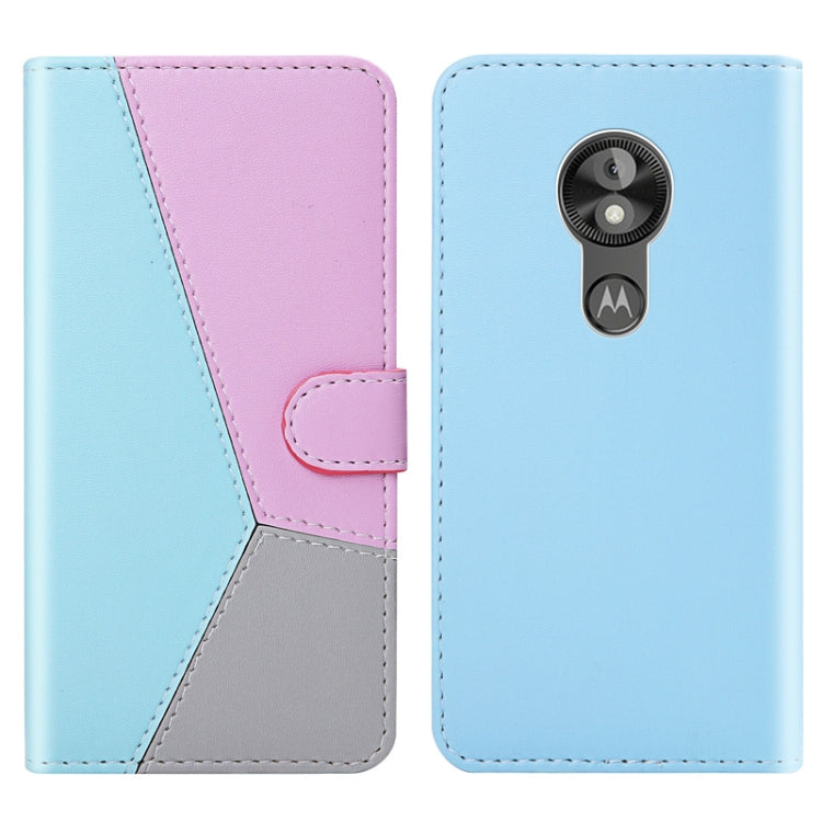 For Motorola Moto E5 Play Go Tricolor Stitching Horizontal Flip TPU + PU Leather Case with Holder & Card Slots & Wallet