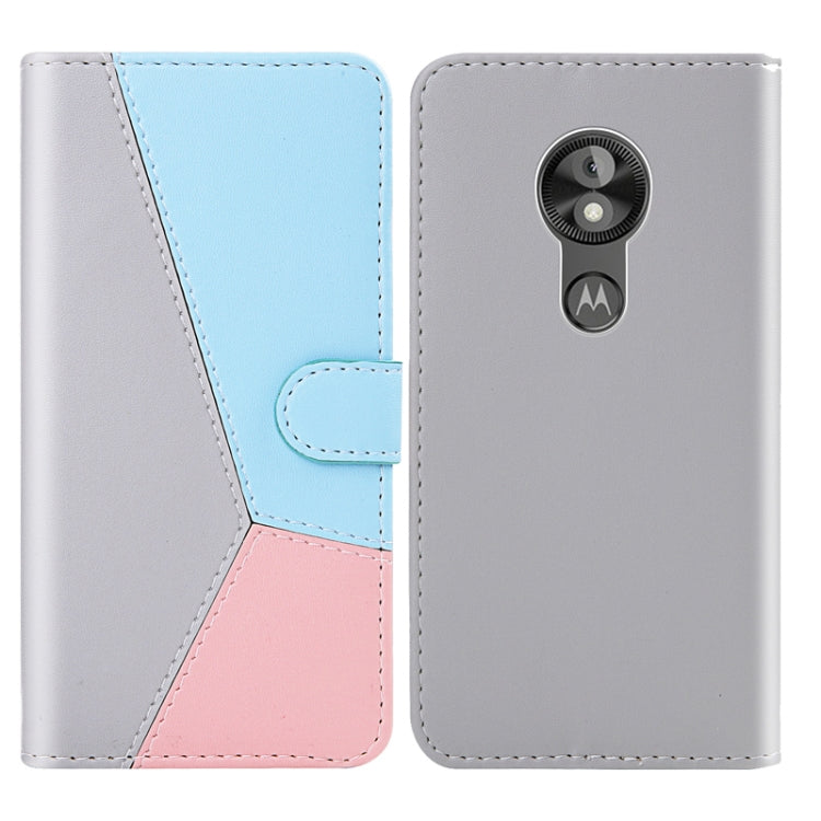 For Motorola Moto E5 Play Go Tricolor Stitching Horizontal Flip TPU + PU Leather Case with Holder & Card Slots & Wallet
