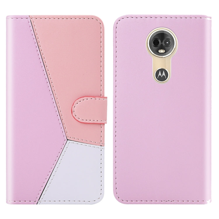 For Motorola Moto E5 Plus Tricolor Stitching Horizontal Flip TPU + PU Leather Case with Holder & Card Slots & Wallet
