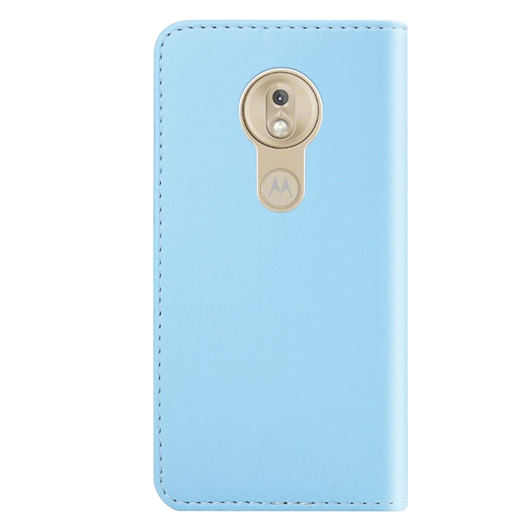 For Motorola Moto G7 Play Tricolor Stitching Horizontal Flip TPU + PU Leather Case with Holder & Card Slots & Wallet