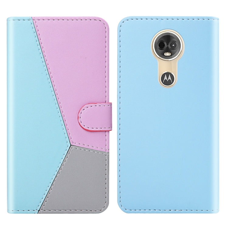 For Motorola Moto G7 Power Tricolor Stitching Horizontal Flip TPU + PU Leather Case with Holder & Card Slots & Wallet
