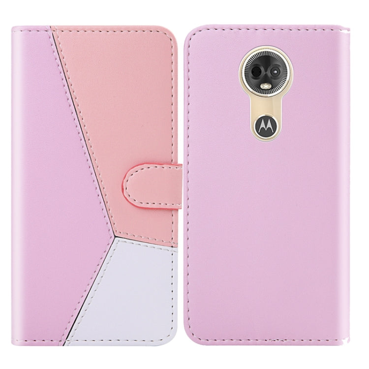 For Motorola Moto G7 Power Tricolor Stitching Horizontal Flip TPU + PU Leather Case with Holder & Card Slots & Wallet