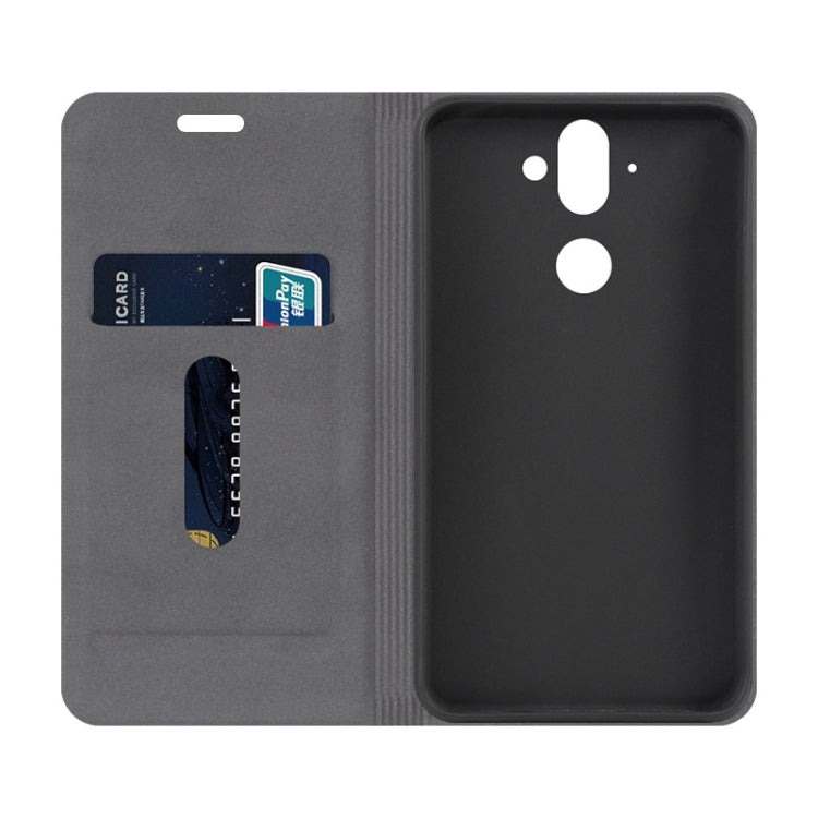 For Nokia 9 Canvas Three-color Stitching Business Horizontal Flip Leather Case with Holder & Card Slot