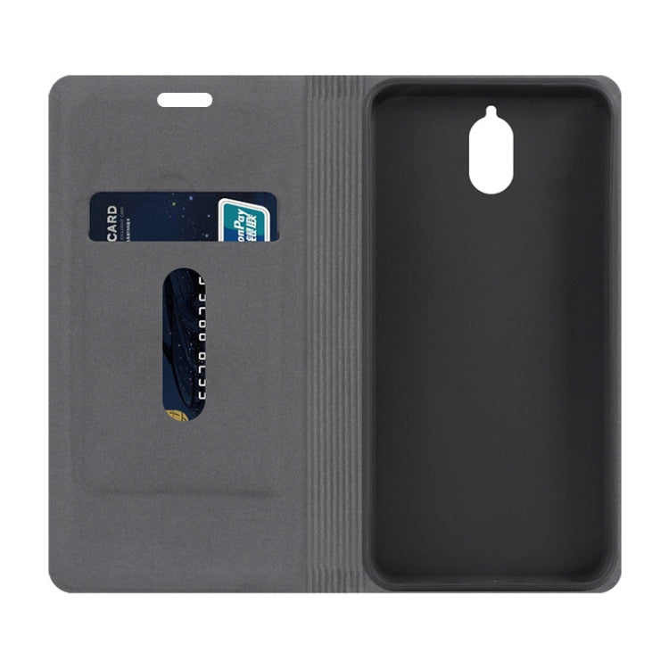 For Nokia 3.1 Canvas Three-color Stitching Business Horizontal Flip Leather Case with Holder & Card Slot