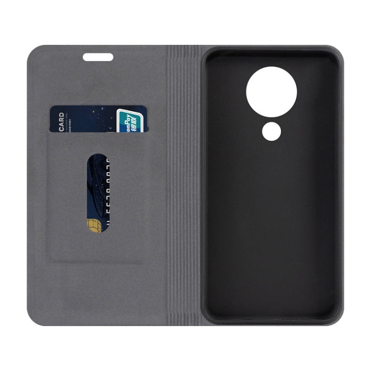 For Nokia 5.3 Canvas Three-color Stitching Business Horizontal Flip Leather Case with Holder & Card Slot