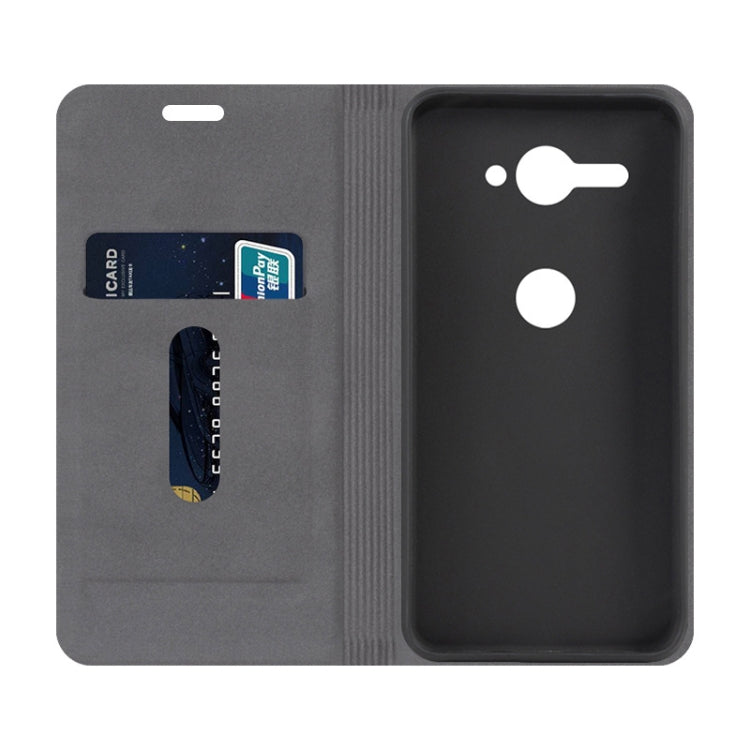 For Sony XZ2 Compact Canvas Three-color Stitching Business Horizontal Flip Leather Case with Holder & Card Slot