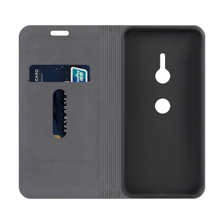 For Sony Xperia XZ3 Canvas Three-color Stitching Business Horizontal Flip Leather Case with Holder & Card Slot