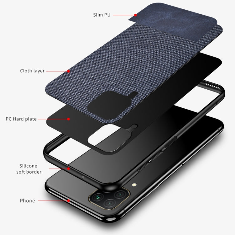For Samsung Galaxy A42 5G Shockproof Splicing PU + Cloth Texture PC + TPU Protective Case
