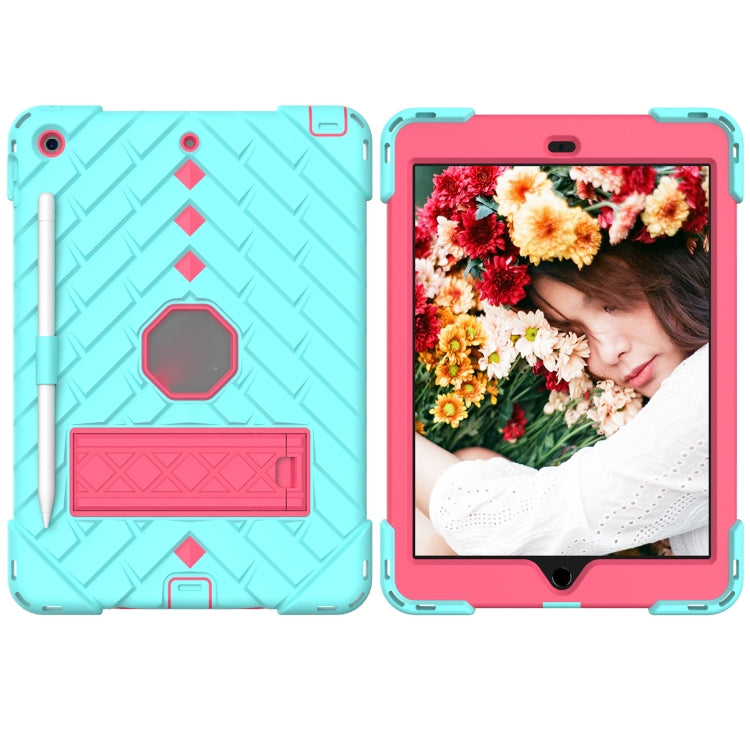 For iPad 10.2 2021 / 2020 / 2019 Shockproof Rhombus Robot PC + Silicone Protective Case with Holder & Shoulder Strap