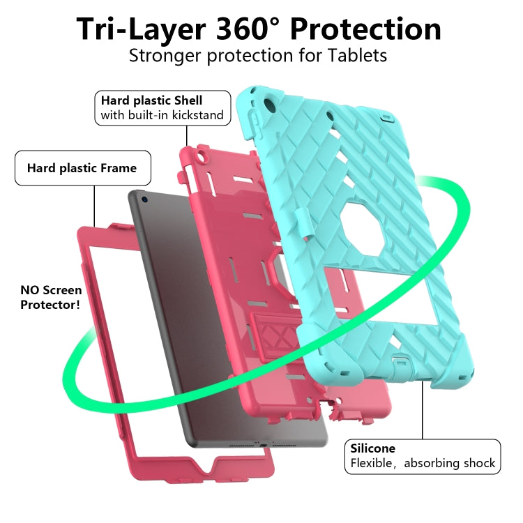 For iPad 10.2 2021 / 2020 / 2019 Shockproof Rhombus Robot PC + Silicone Protective Case with Holder & Shoulder Strap