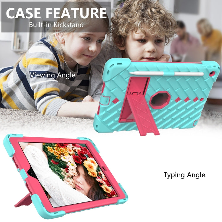 For iPad 10.2 2021 / 2020 / 2019 Shockproof Rhombus Robot PC + Silicone Protective Case with Holder & Shoulder Strap