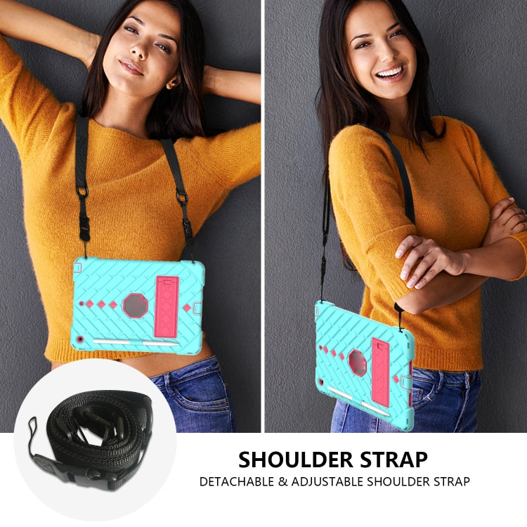 For iPad 10.2 2021 / 2020 / 2019 Shockproof Rhombus Robot PC + Silicone Protective Case with Holder & Shoulder Strap