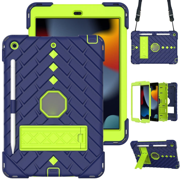 For iPad 10.2 2021 / 2020 / 2019 Shockproof Rhombus Robot PC + Silicone Protective Case with Holder & Shoulder Strap