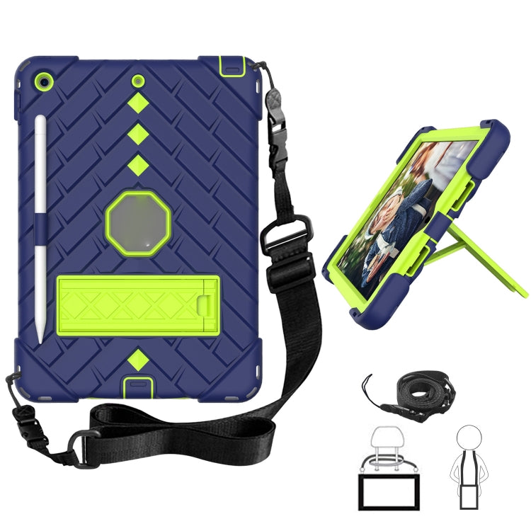 For iPad 10.2 2021 / 2020 / 2019 Shockproof Rhombus Robot PC + Silicone Protective Case with Holder & Shoulder Strap