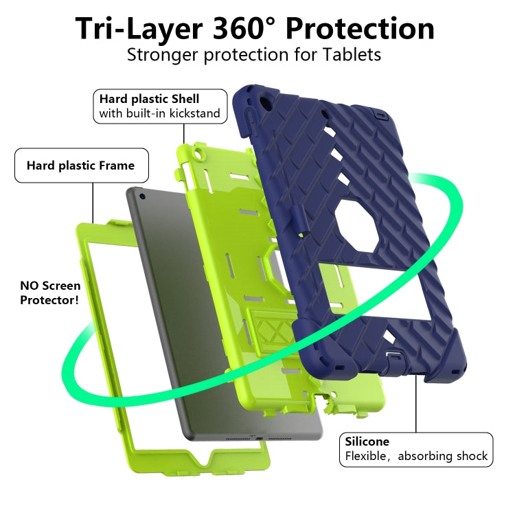 For iPad 10.2 2021 / 2020 / 2019 Shockproof Rhombus Robot PC + Silicone Protective Case with Holder & Shoulder Strap
