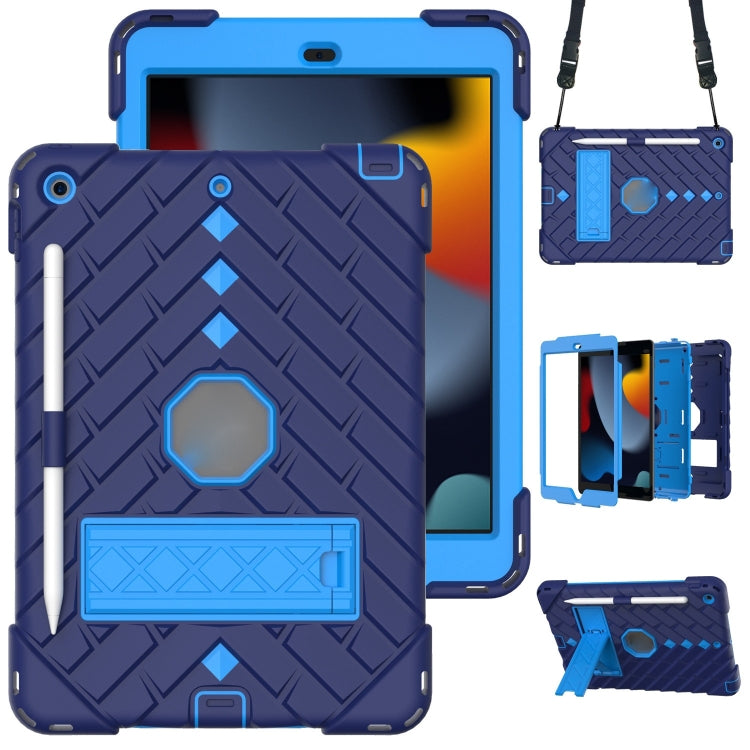 For iPad 10.2 2021 / 2020 / 2019 Shockproof Rhombus Robot PC + Silicone Protective Case with Holder & Shoulder Strap