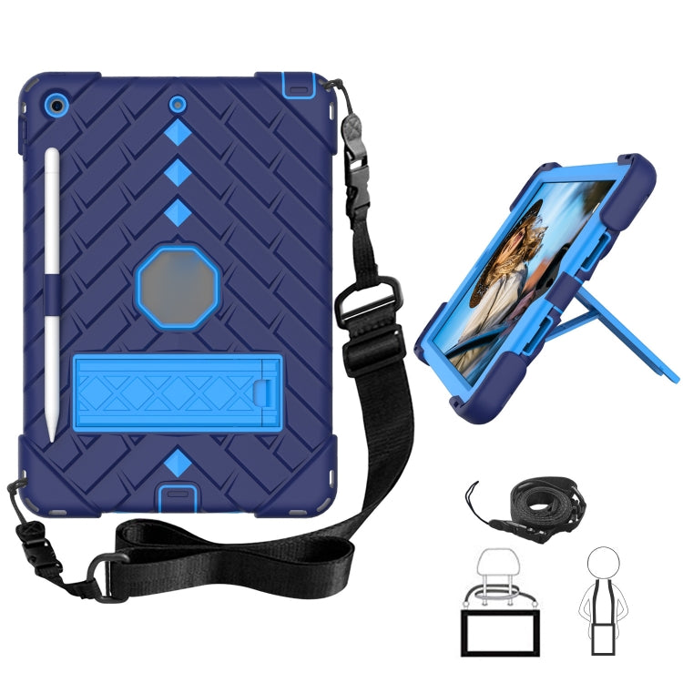 For iPad 10.2 2021 / 2020 / 2019 Shockproof Rhombus Robot PC + Silicone Protective Case with Holder & Shoulder Strap
