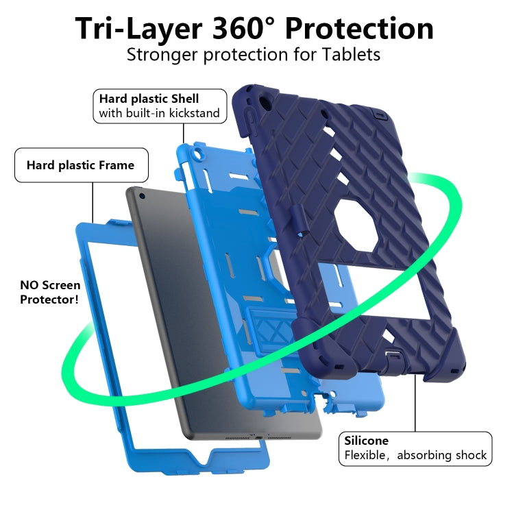 For iPad 10.2 2021 / 2020 / 2019 Shockproof Rhombus Robot PC + Silicone Protective Case with Holder & Shoulder Strap