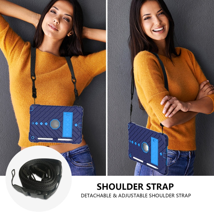 For iPad 10.2 2021 / 2020 / 2019 Shockproof Rhombus Robot PC + Silicone Protective Case with Holder & Shoulder Strap