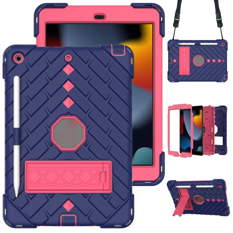 For iPad 10.2 2021 / 2020 / 2019 Shockproof Rhombus Robot PC + Silicone Protective Case with Holder & Shoulder Strap