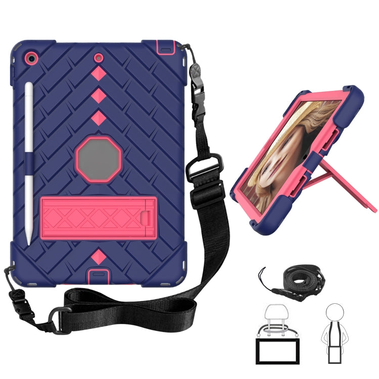 For iPad 10.2 2021 / 2020 / 2019 Shockproof Rhombus Robot PC + Silicone Protective Case with Holder & Shoulder Strap