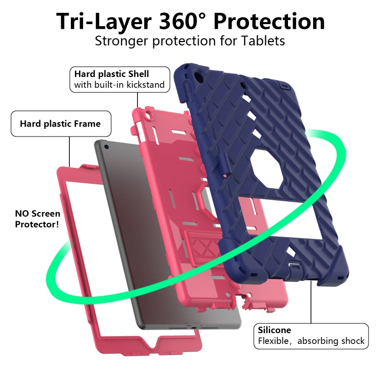 For iPad 10.2 2021 / 2020 / 2019 Shockproof Rhombus Robot PC + Silicone Protective Case with Holder & Shoulder Strap