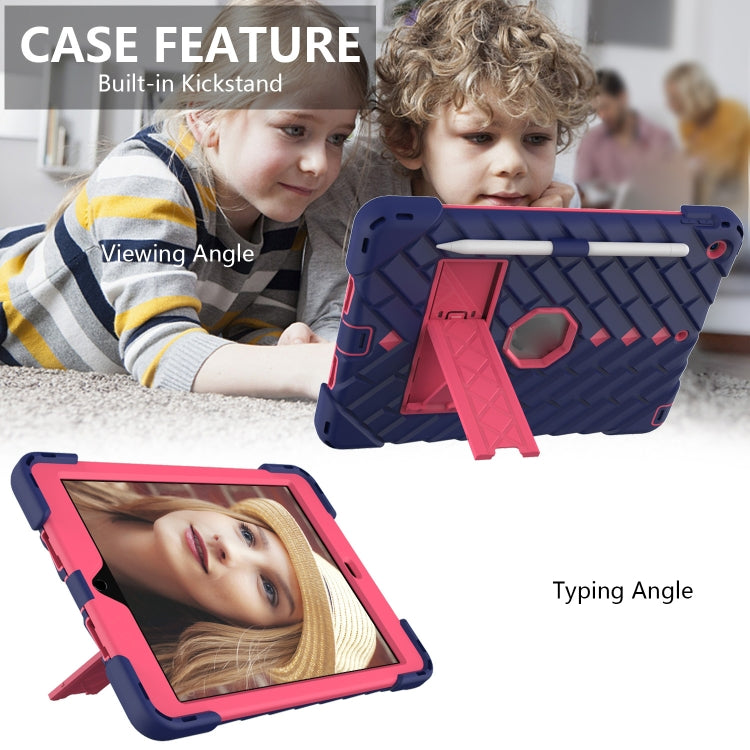 For iPad 10.2 2021 / 2020 / 2019 Shockproof Rhombus Robot PC + Silicone Protective Case with Holder & Shoulder Strap