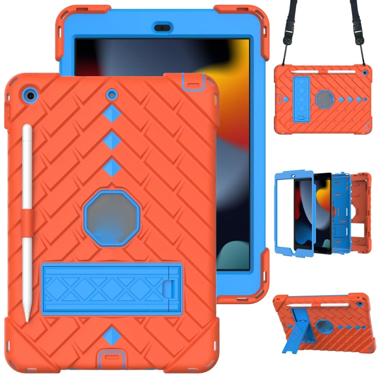 For iPad 10.2 2021 / 2020 / 2019 Shockproof Rhombus Robot PC + Silicone Protective Case with Holder & Shoulder Strap