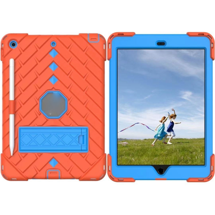 For iPad 10.2 2021 / 2020 / 2019 Shockproof Rhombus Robot PC + Silicone Protective Case with Holder & Shoulder Strap