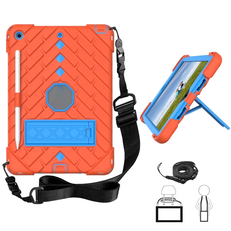 For iPad 10.2 2021 / 2020 / 2019 Shockproof Rhombus Robot PC + Silicone Protective Case with Holder & Shoulder Strap