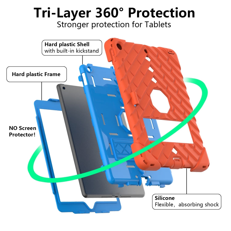 For iPad 10.2 2021 / 2020 / 2019 Shockproof Rhombus Robot PC + Silicone Protective Case with Holder & Shoulder Strap