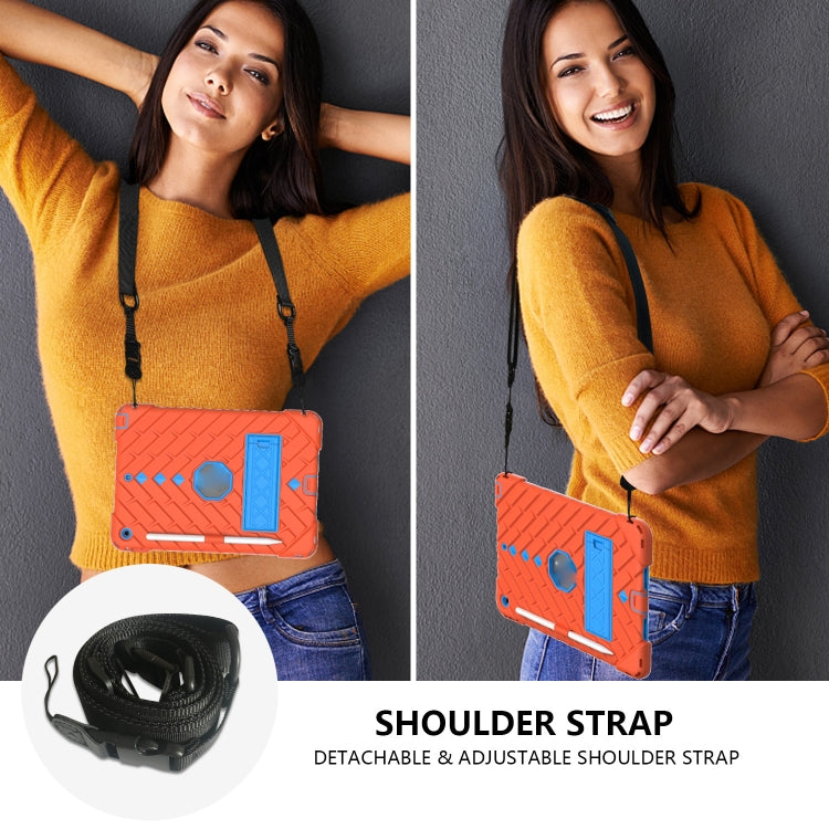 For iPad 10.2 2021 / 2020 / 2019 Shockproof Rhombus Robot PC + Silicone Protective Case with Holder & Shoulder Strap