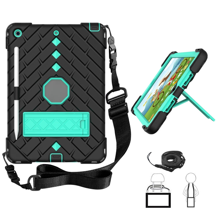 For iPad 10.2 2021 / 2020 / 2019 Shockproof Rhombus Robot PC + Silicone Protective Case with Holder & Shoulder Strap