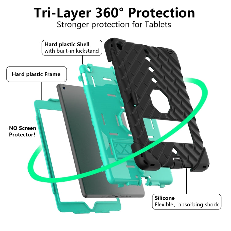 For iPad 10.2 2021 / 2020 / 2019 Shockproof Rhombus Robot PC + Silicone Protective Case with Holder & Shoulder Strap