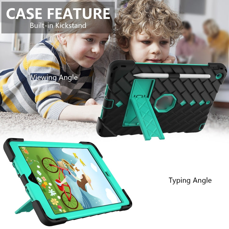 For iPad 10.2 2021 / 2020 / 2019 Shockproof Rhombus Robot PC + Silicone Protective Case with Holder & Shoulder Strap