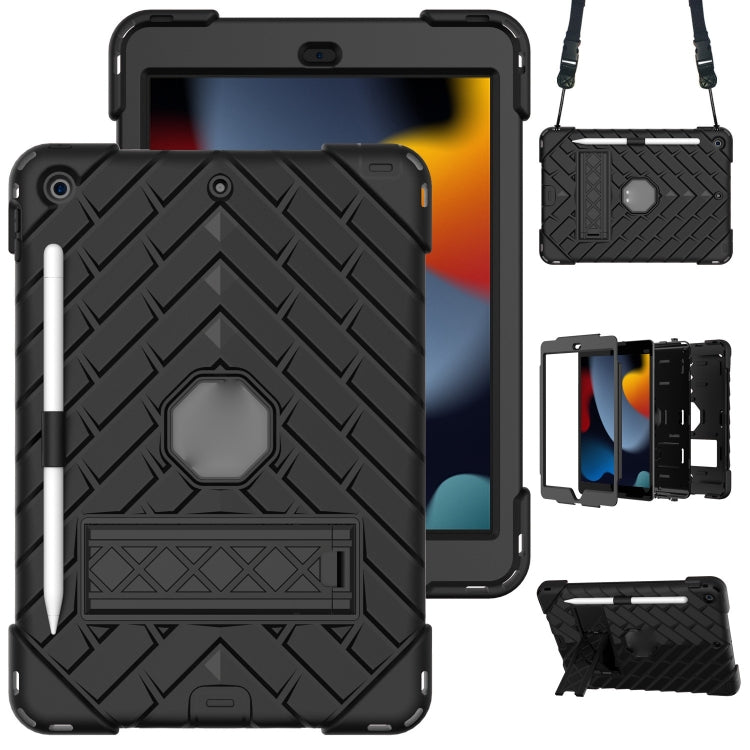 For iPad 10.2 2021 / 2020 / 2019 Shockproof Rhombus Robot PC + Silicone Protective Case with Holder & Shoulder Strap