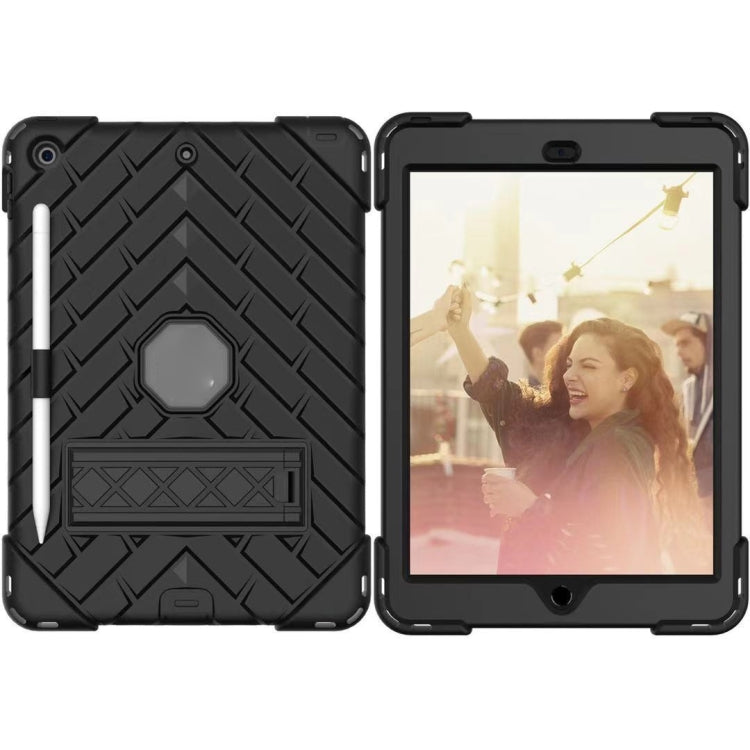 For iPad 10.2 2021 / 2020 / 2019 Shockproof Rhombus Robot PC + Silicone Protective Case with Holder & Shoulder Strap