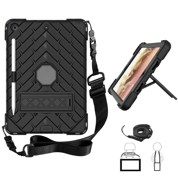 For iPad 10.2 2021 / 2020 / 2019 Shockproof Rhombus Robot PC + Silicone Protective Case with Holder & Shoulder Strap