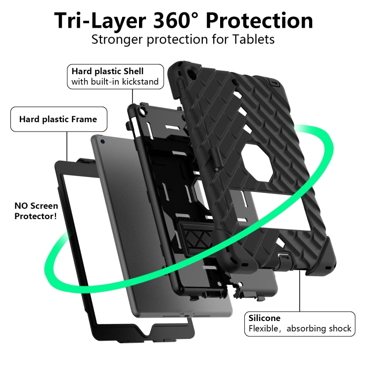 For iPad 10.2 2021 / 2020 / 2019 Shockproof Rhombus Robot PC + Silicone Protective Case with Holder & Shoulder Strap